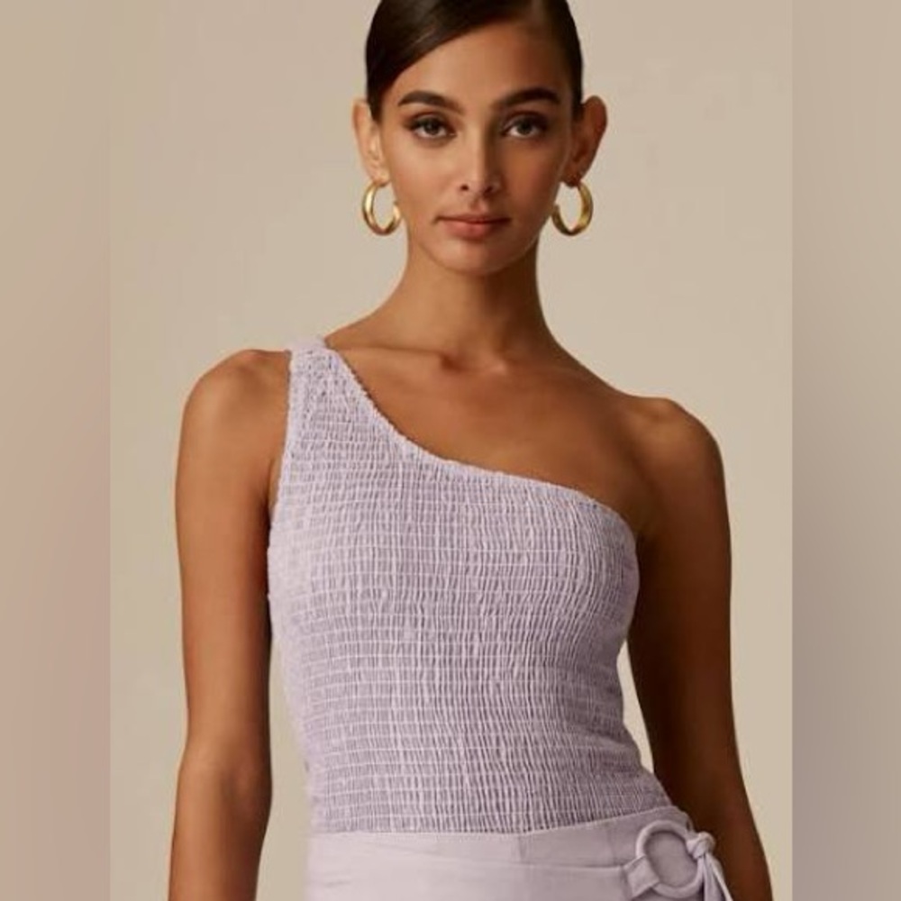 NWT Revolve Krisa Smocked One Shoulder Lavender Tank Size S